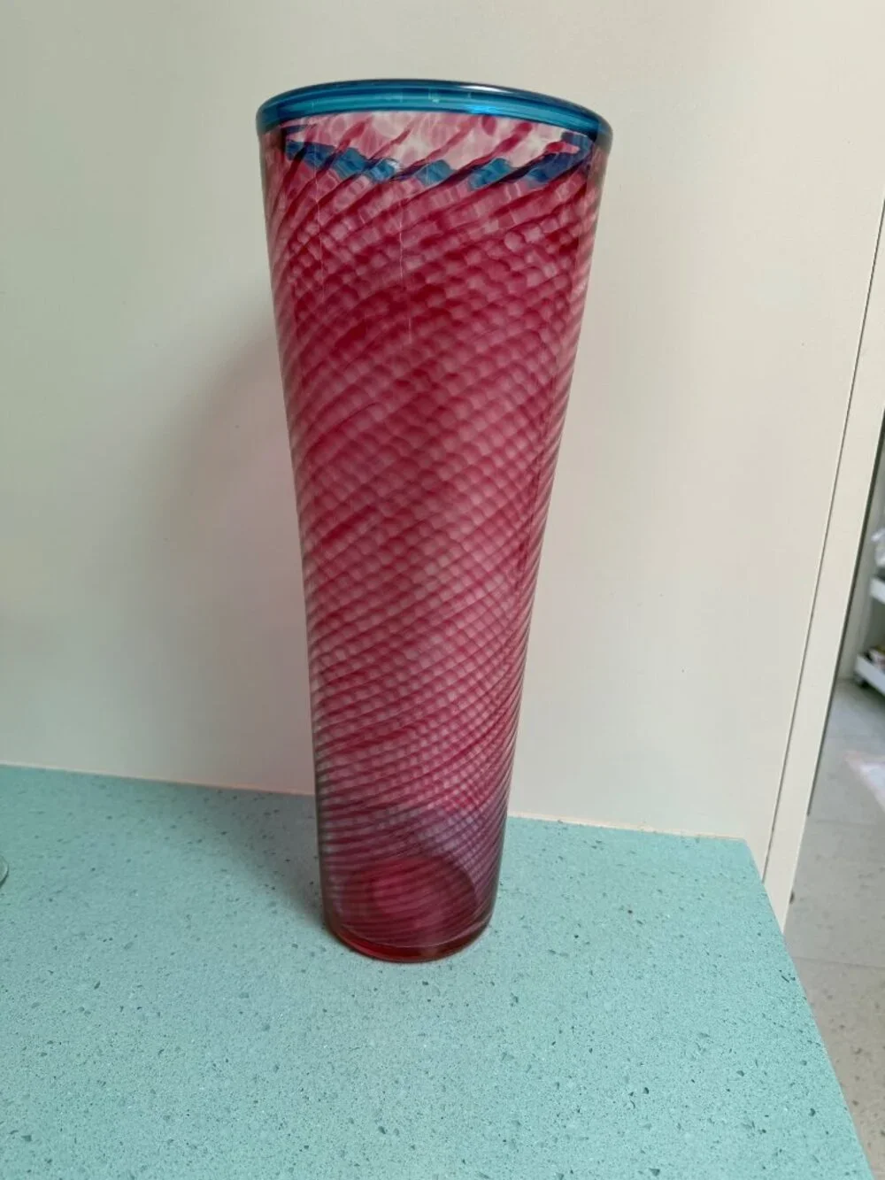 C.B. Glass Curtiss Brock 15 Inch Tall Studio Art Glass Vintage Large Vase Signed